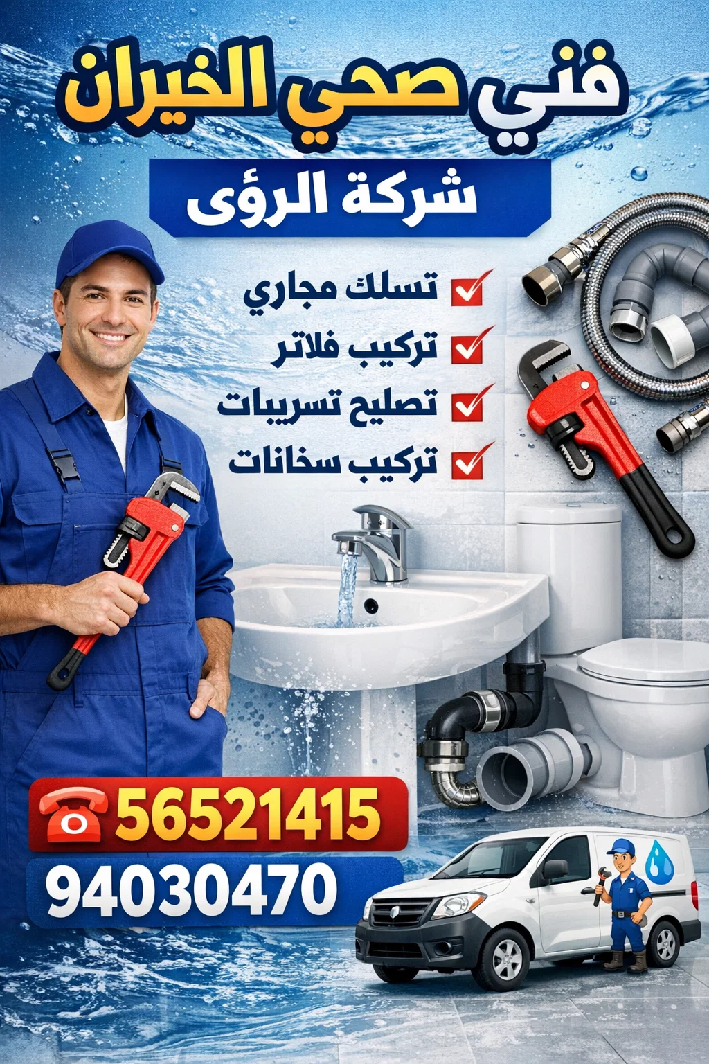 الخدمات التي يقدمها فني صحي الخيران