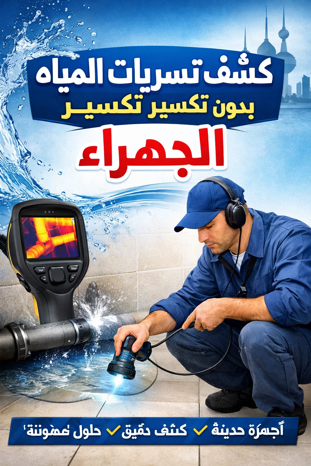 فوائد خدمات كشف تسربات المياه بدون تكسير الجهراء