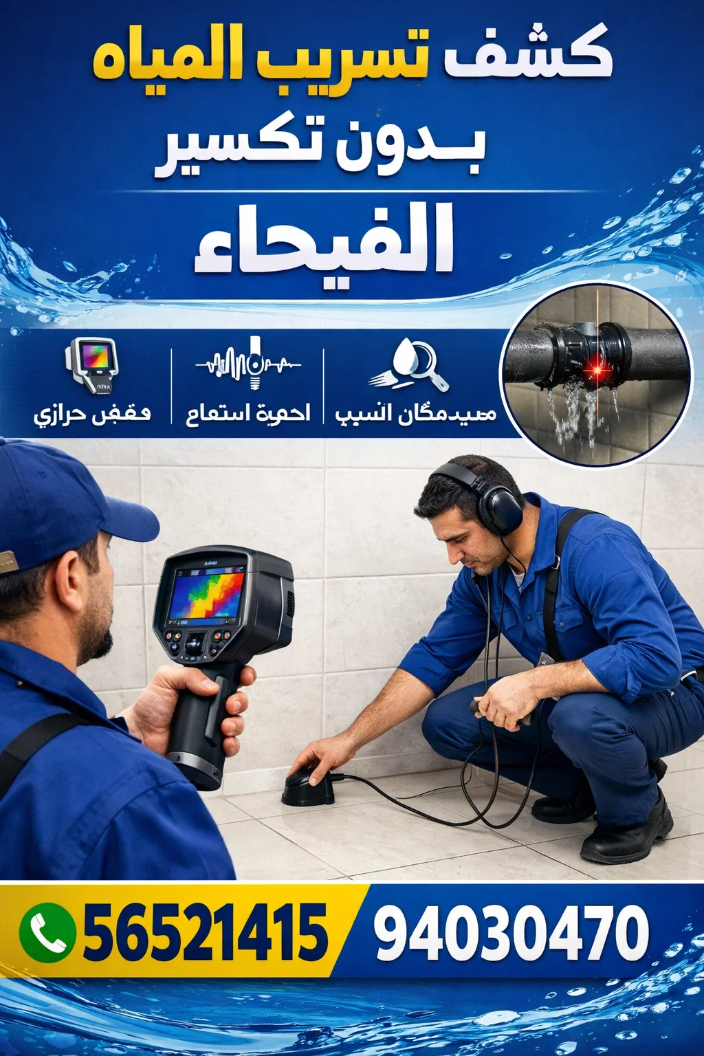 شركة كشف تسريب المياه بدون تكسير الفيحاء