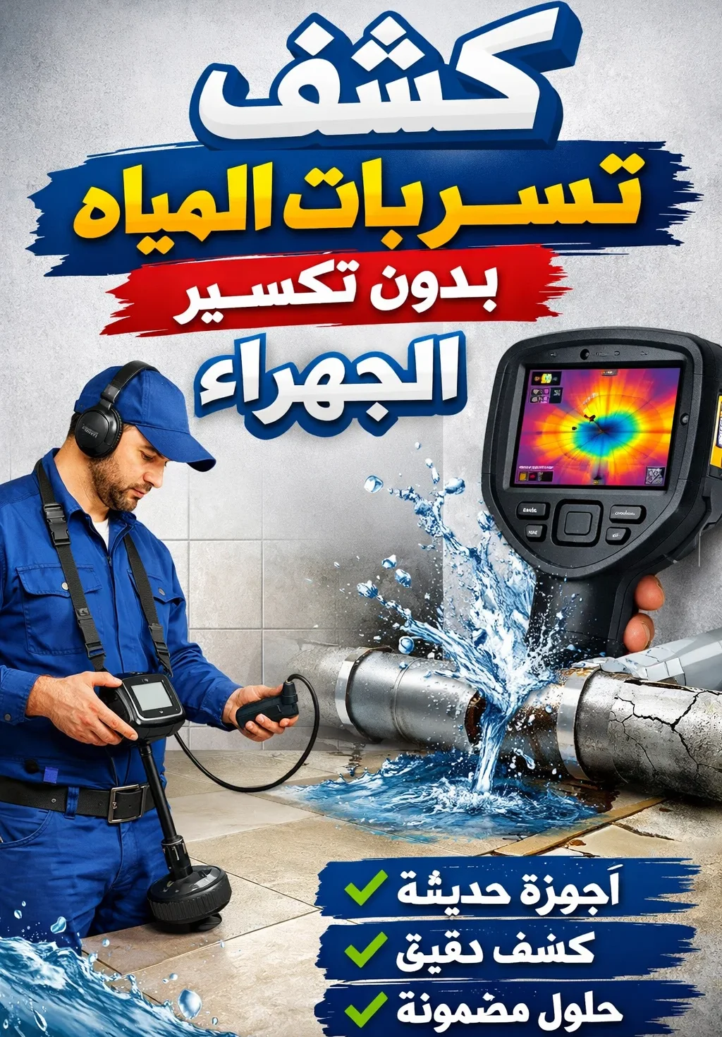 كشف تسربات المياه بدون تكسير الجهراء